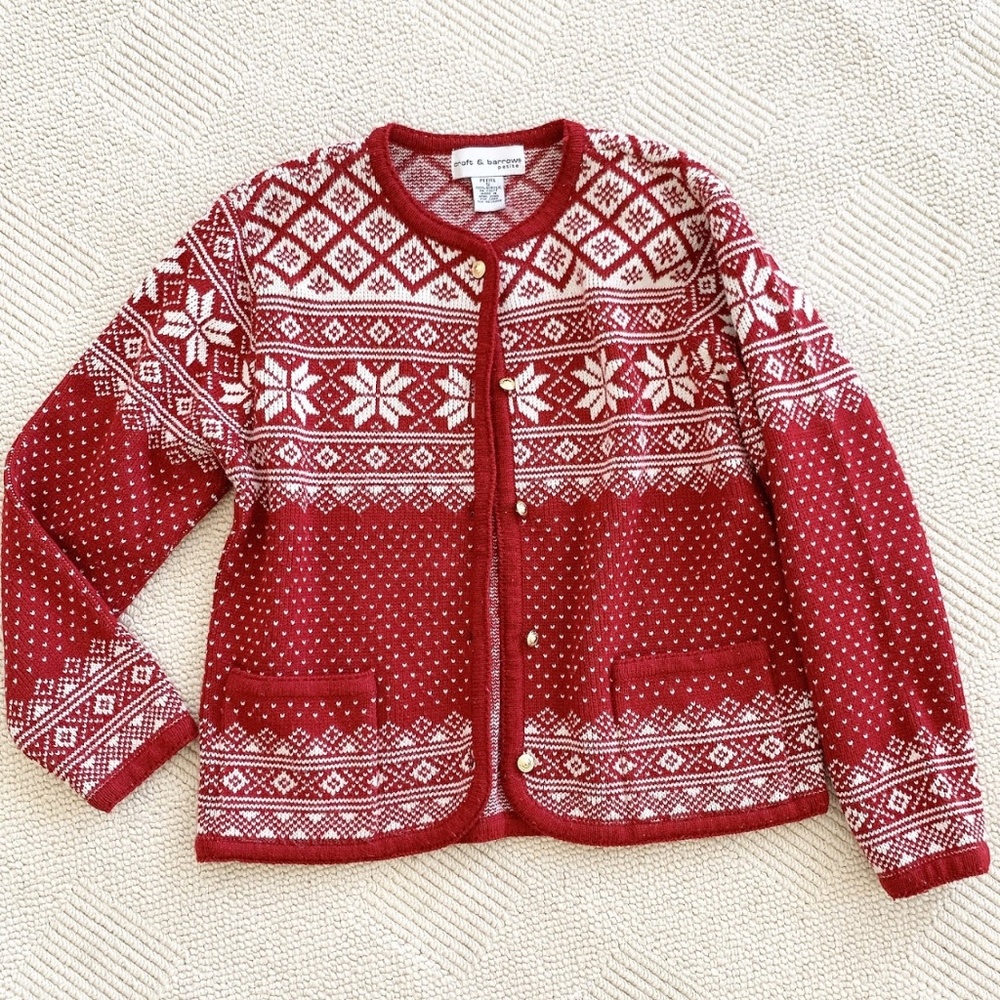 Christmas Red Fair Isle Warm Preppy Sweater SP - Picture 6 of 7